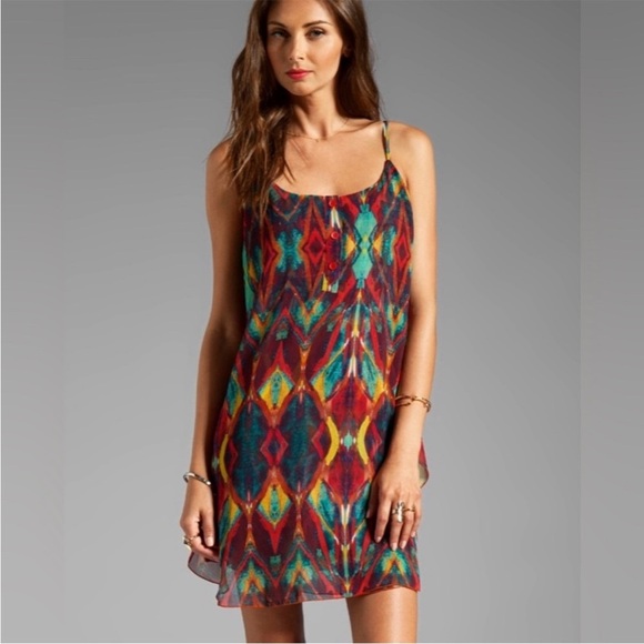 Alice + Olivia Rhi Tribal Tiered Hem Dress size XS spaghetti strap - Picture 1 of 8